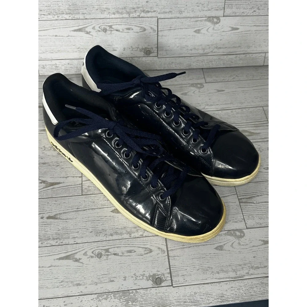 Adidas Stan Smith‎ Sneakers Black Patent Leather Low Top Shoes Mens Size 11.5